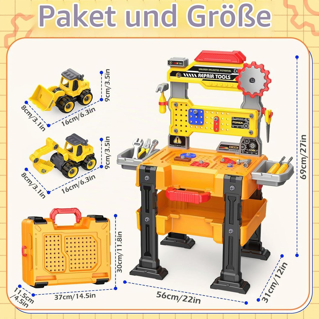 Spielzeug für 3 4 5 6 jährige Jungen Werkzeugset für Kinder: Kinder-Werkbank, klappbare Werkbank, Sp