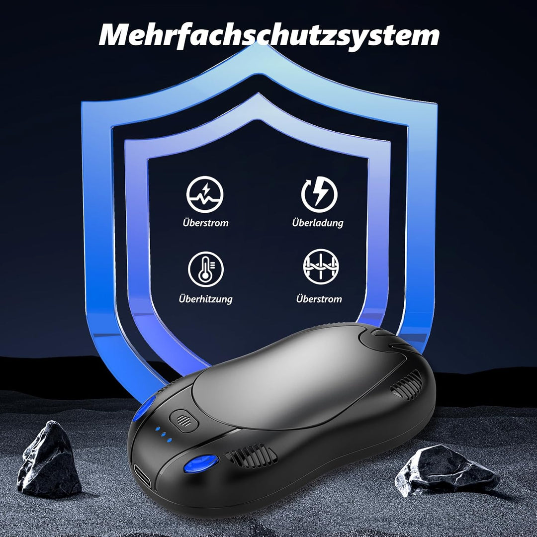 FANDLISS Magnetische Handwärmer Elektrisch mit 10000mAh, Zweiseitige Heizung, 2er-Pack Tragbarer Tas