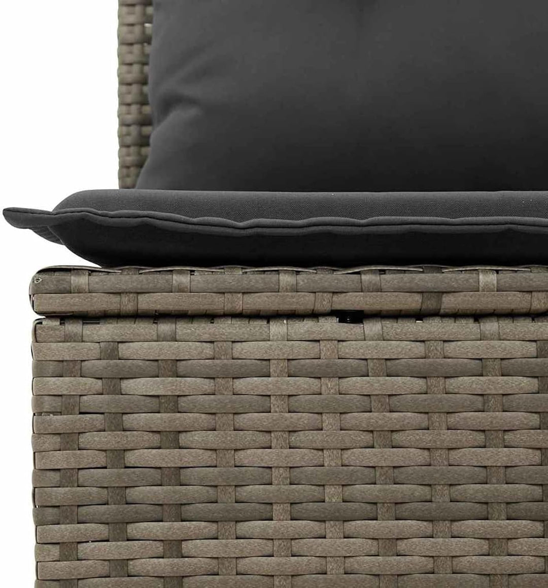 Homgoday Gartenliegebank mit Verstellbarer Rückenlehne - Poly-Rattan, Grau, 108 cm Sitzbreite, für E