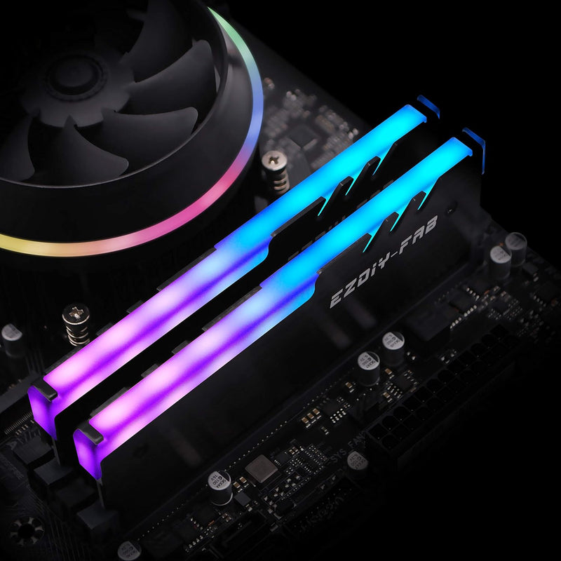 EZDIY-FAB ARGB RAM Kühler RGB DDR Kühlkörper(mit 5V 3-Pin Motherboard ASUS Aura Sync,GIGABYTE RGB Fu