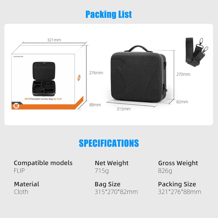 SYACHI Drohne Tasche für DJI Flip, Tragbare PU wasserdichte Case mit Schultergurt Tasche für DJI FLI