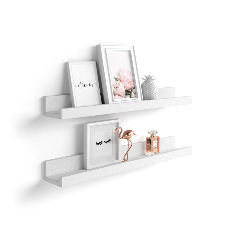 MOBILI FIVER, 2er-Set First Bilderregale, 80 cm, Esche, Weiss, Made In Italy 80 x 13 x 8 cm Esche We