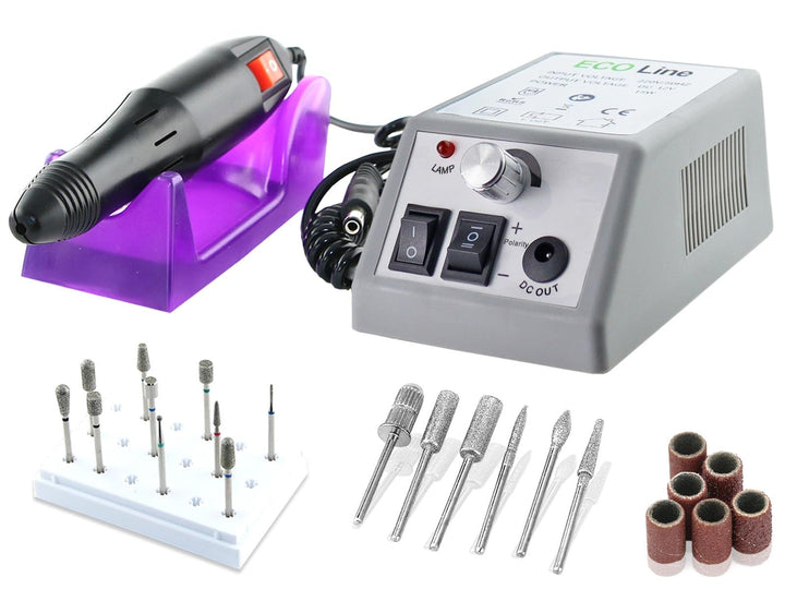 Elektrische Nagelfeile mit 10 Profi Aufsätzen Fusspflegegerät Fräser Nagelfräser Maniküre und Pedikü