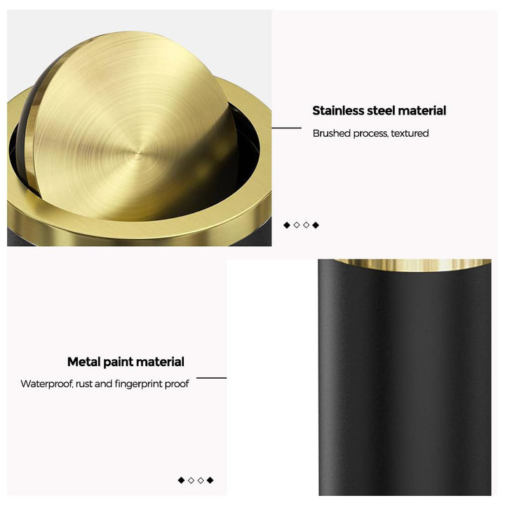 9L/2.4GAL Badezimmer-mülltonne, gold und schwarz,Das bad ist mit einem deckel bedeckt,Die mülltonne