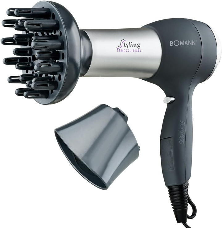 Bomann® Haartrockner mit Diffusor & Formdüse | Hair Dryer mit "Cool Shot" für glänzendes Haar | Haar