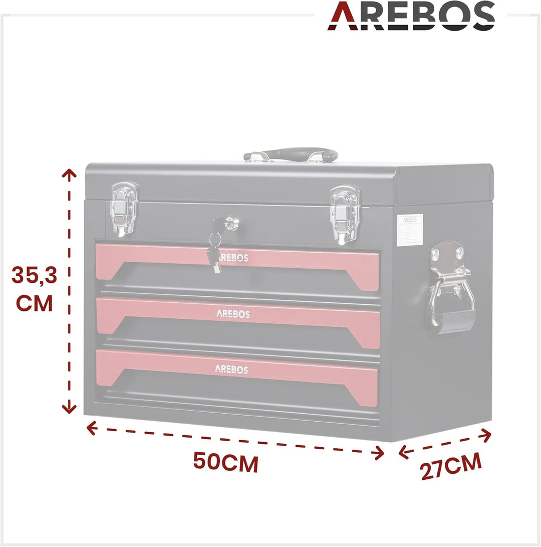 Arebos Werkzeugkoffer inkl. 172-tlg. Werkzeugset aus Chrom Vanadium Steckschlüssel Set | für Haushal