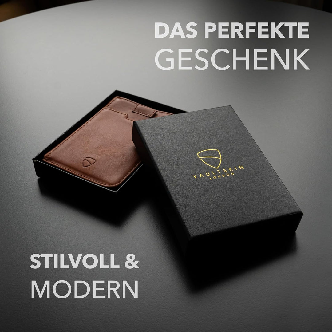 Vaultskin Notting Hill schlanke Brieftasche mit Reissverschluss und RFID Schutz. Geldbörse für Kredi