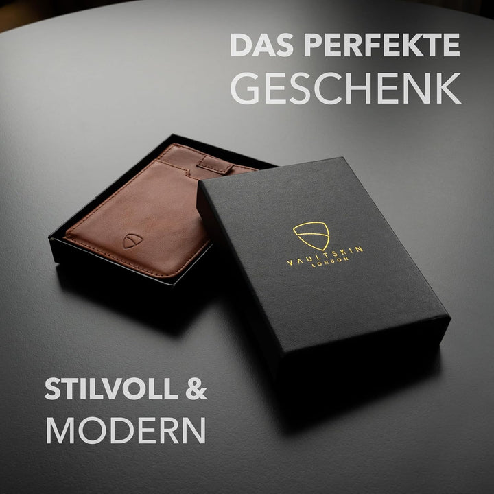 Vaultskin Notting Hill schlanke Brieftasche mit Reissverschluss und RFID Schutz. Geldbörse für Kredi