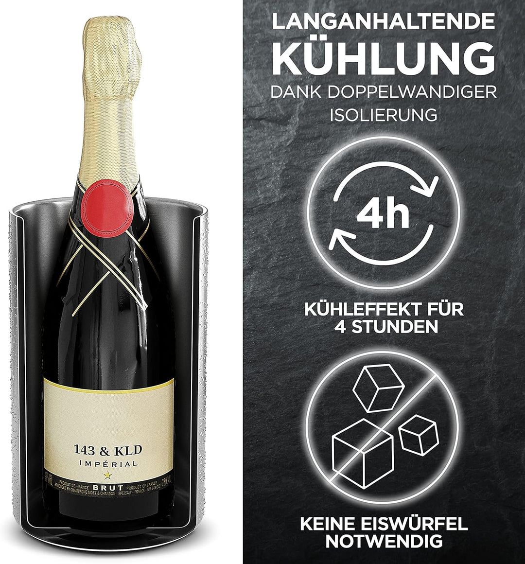 Weinkühler Edelstahl [4h Kühlung & kratzfester Boden] Sektkühler doppelwandig, Flaschenkühler outdoo