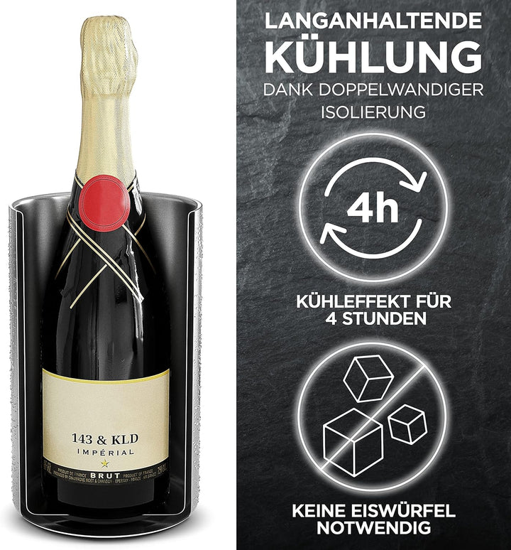 Weinkühler Edelstahl [4h Kühlung & kratzfester Boden] Sektkühler doppelwandig, Flaschenkühler outdoo