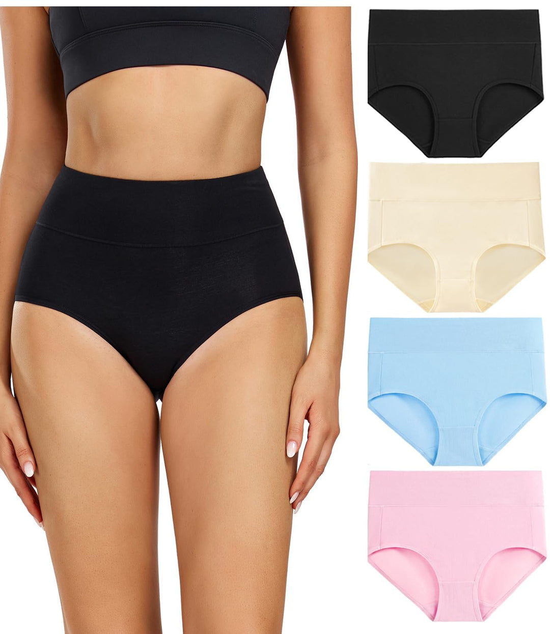 wirarpa Unterhosen Damen Baumwolle Frauen Unterwäsche Hohe Taille Slips Hoher Taillenslip 4er Pack X