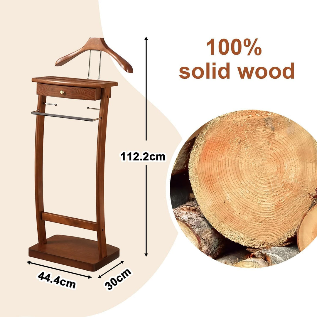 Stummer Diener aus Massiv Holz mit Schubladen, Herrendiener Stummer Diener Kleiderständer mit Tablet