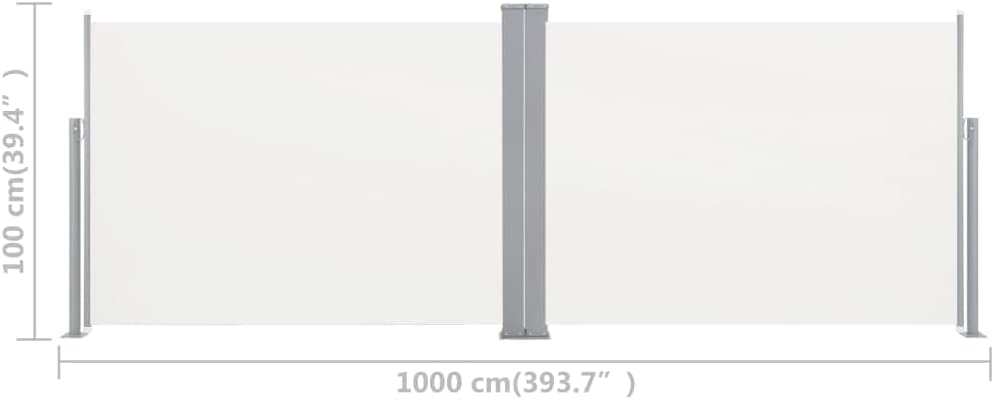 puraday 100x1000 cm Ausziehbare Seitenmarkise Creme Terrassen-Sichtschutz Stilvolle Seitenmarkise Si