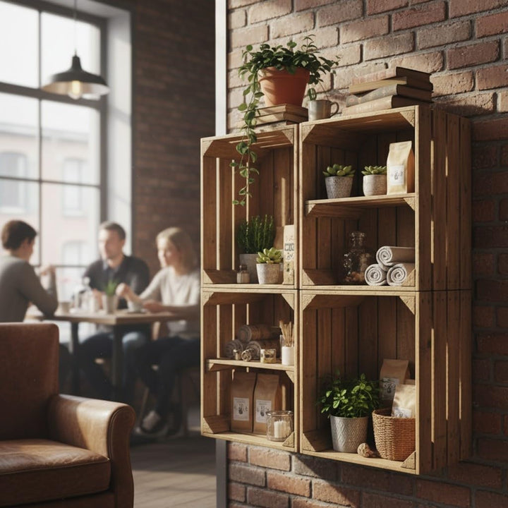 Teramico Vintage gebrauchten Holzkisten/Obstkisten/Weinkisten original aus dem Obstanbau mit Ablagef