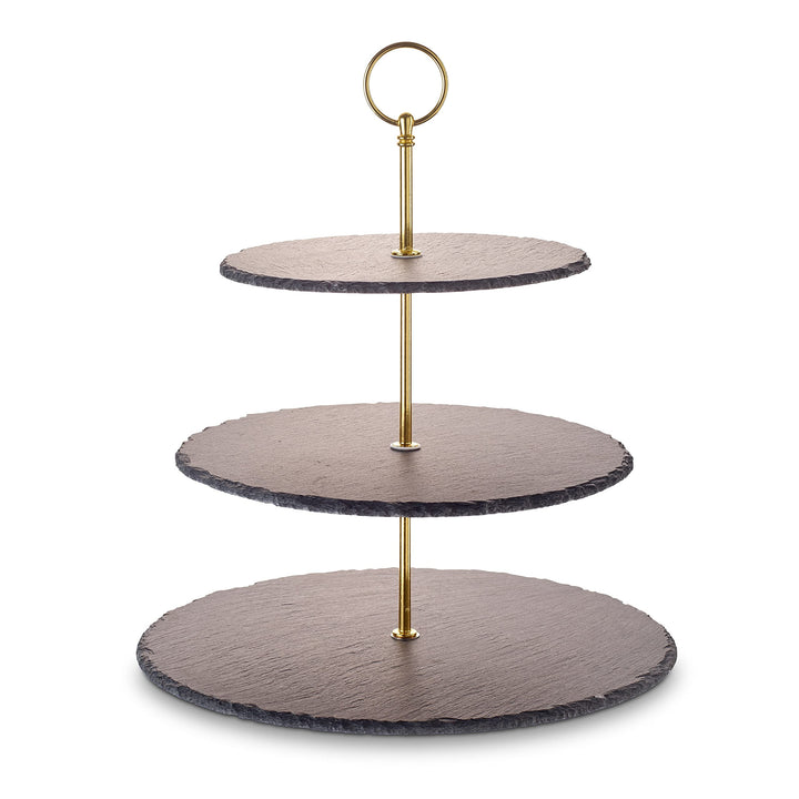 ECHTWERK EW-ET-1782G Etagere-/ Servier-Ablage für Gebäck, Obst, Käse und Dessert aus Naturschiefer m
