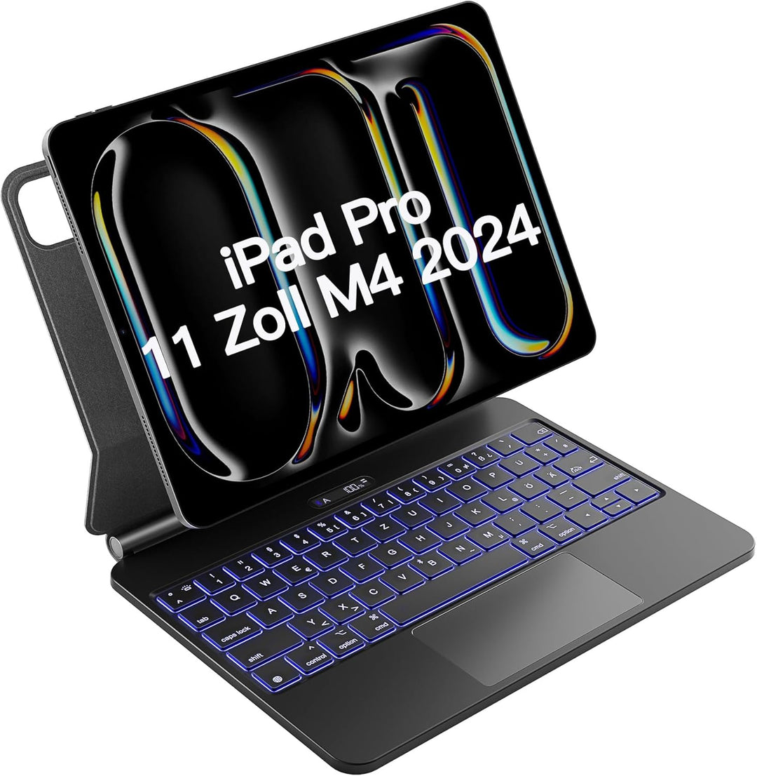Inateck Magic Keyboard für iPad Pro 11 2024 M4 Hülle mit Tastatur, 30 Min Schnelles Laden,LED Smart