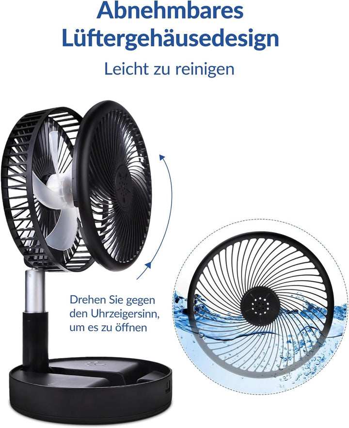 Primevolve Batteriebetriebener Ventilator, Tragbarer wiederaufladbarer USB-Stand-, Tisch- und Schrei