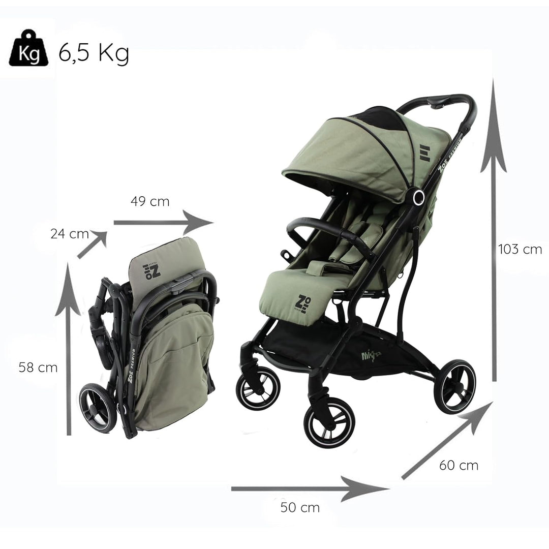 Kompakter Kinderwagen ZOE ab 6 Monaten - 22 Kg max, leicht und wendig - einhändig faltbar - Beindeck