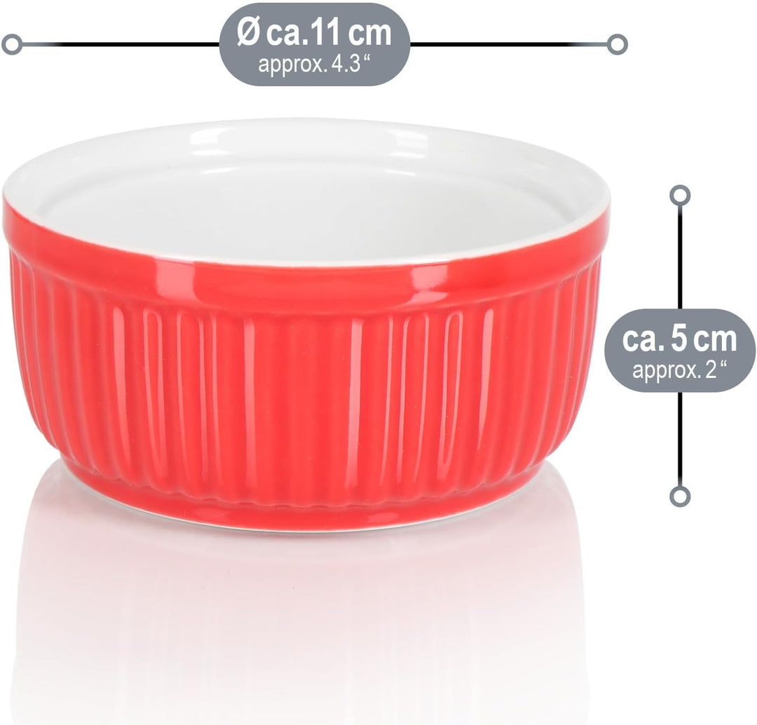 com-four® 6x Souffléfförmchen - Ragout Fin Schalen aus Keramik - ofenfeste Auflaufformen - spülmasch