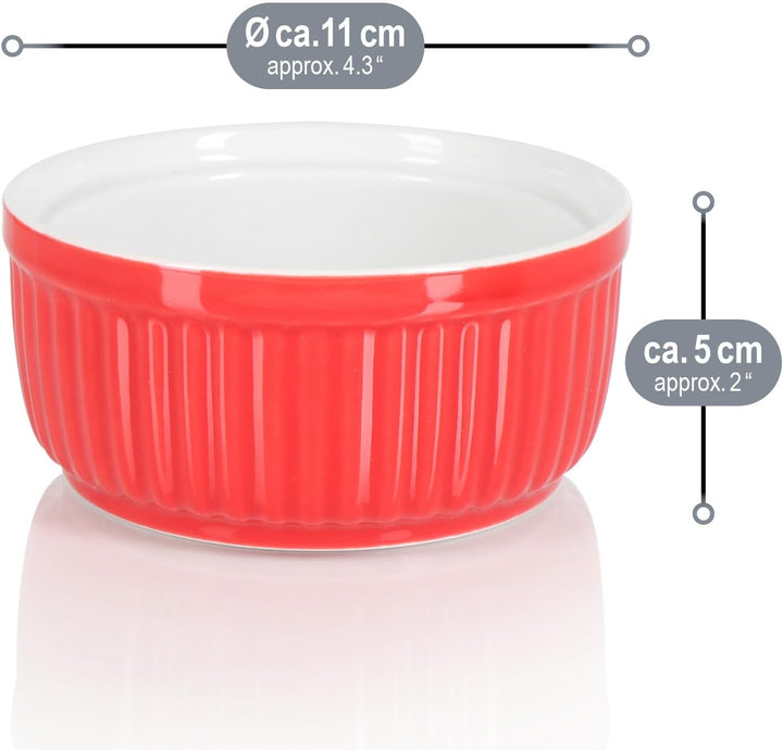 com-four® 6x Souffléfförmchen - Ragout Fin Schalen aus Keramik - ofenfeste Auflaufformen - spülmasch