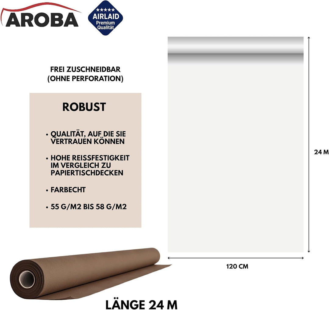 AROBA 1x Airlaid Tischdeckenrolle (Braun, 1,2 m x 24 m) - Stoffähnliche Tischdecke - Hochwertige Tis