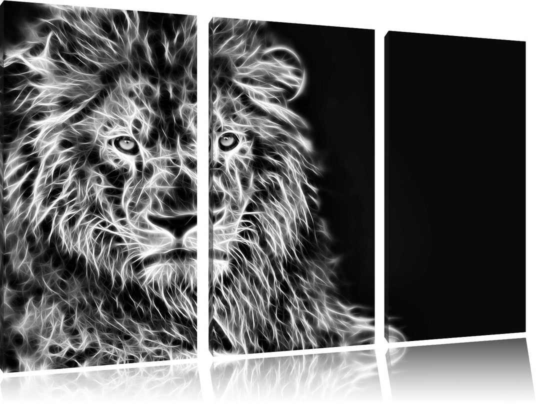 Pixxprint Monocrome, Löwe, Natur, Afrika 3-Teiler Leinwandbild 120x80 Bild auf Leinwand