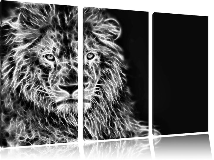 Pixxprint Monocrome, Löwe, Natur, Afrika 3-Teiler Leinwandbild 120x80 Bild auf Leinwand