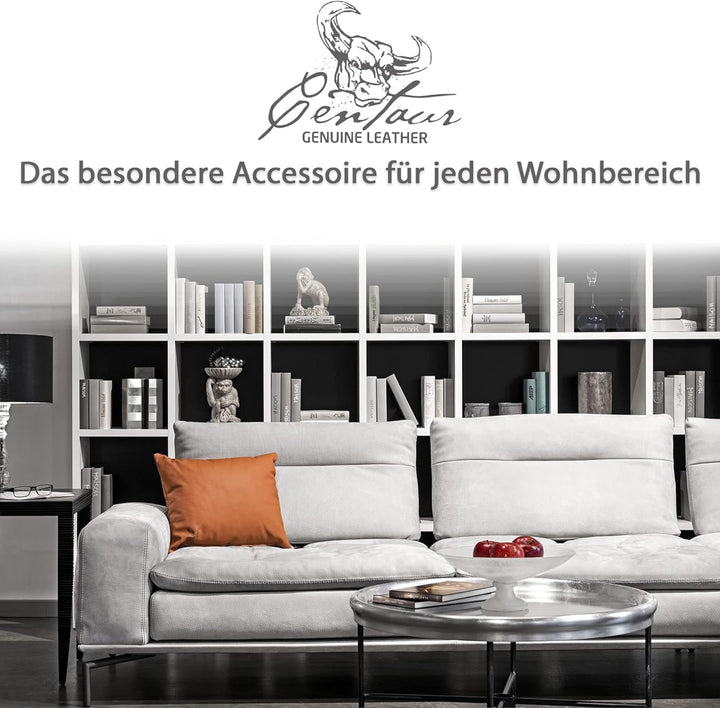 Centaur - Deko Lederkissen 50 x 40 cm für Sofa oder Schlafzimmer Cognac - Echt Leder Kissen Echtlede