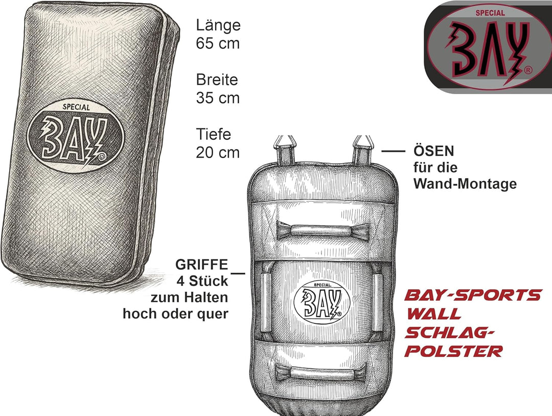 BAY Wand ARM KÖRPER Schlagpolster - 3 in 1 - Modell Wall - ARM - Body Schlagkissen Sandsack Boxsack