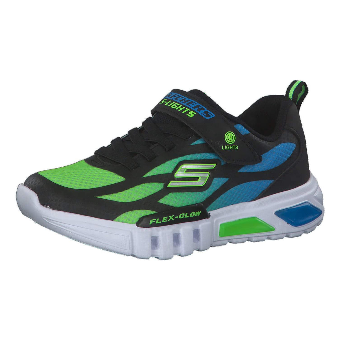 Skechers Jungen Flex-glow Dezlom Sneaker 28.5 EU Black Synthetic Textile Blue Lime Trim, 28.5 EU Bla