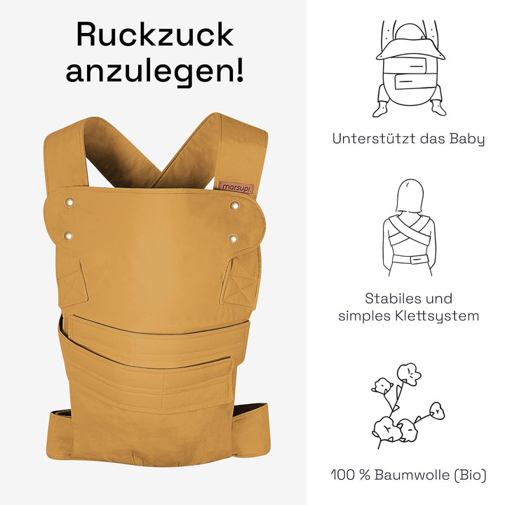 Marsupi Babytrage und Neugeborenen-Trage, Classic (aus reiner Bio-Baumwolle), Version 2.0, Buttersco