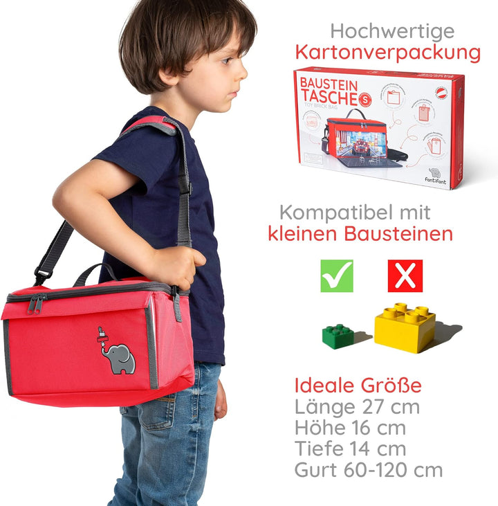 fantifant Baustein Tasche für Lego mit ausklappbarer Bauplatte kompatibel mit Lego Tasche MIT AUSTAU