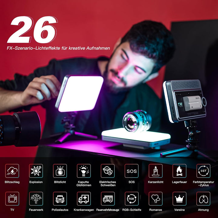 VILTROX Sprite 15C Panel LED Video Light RGB Videoleuchte Kamera Panel Videolicht 2800-6800K mit Blu
