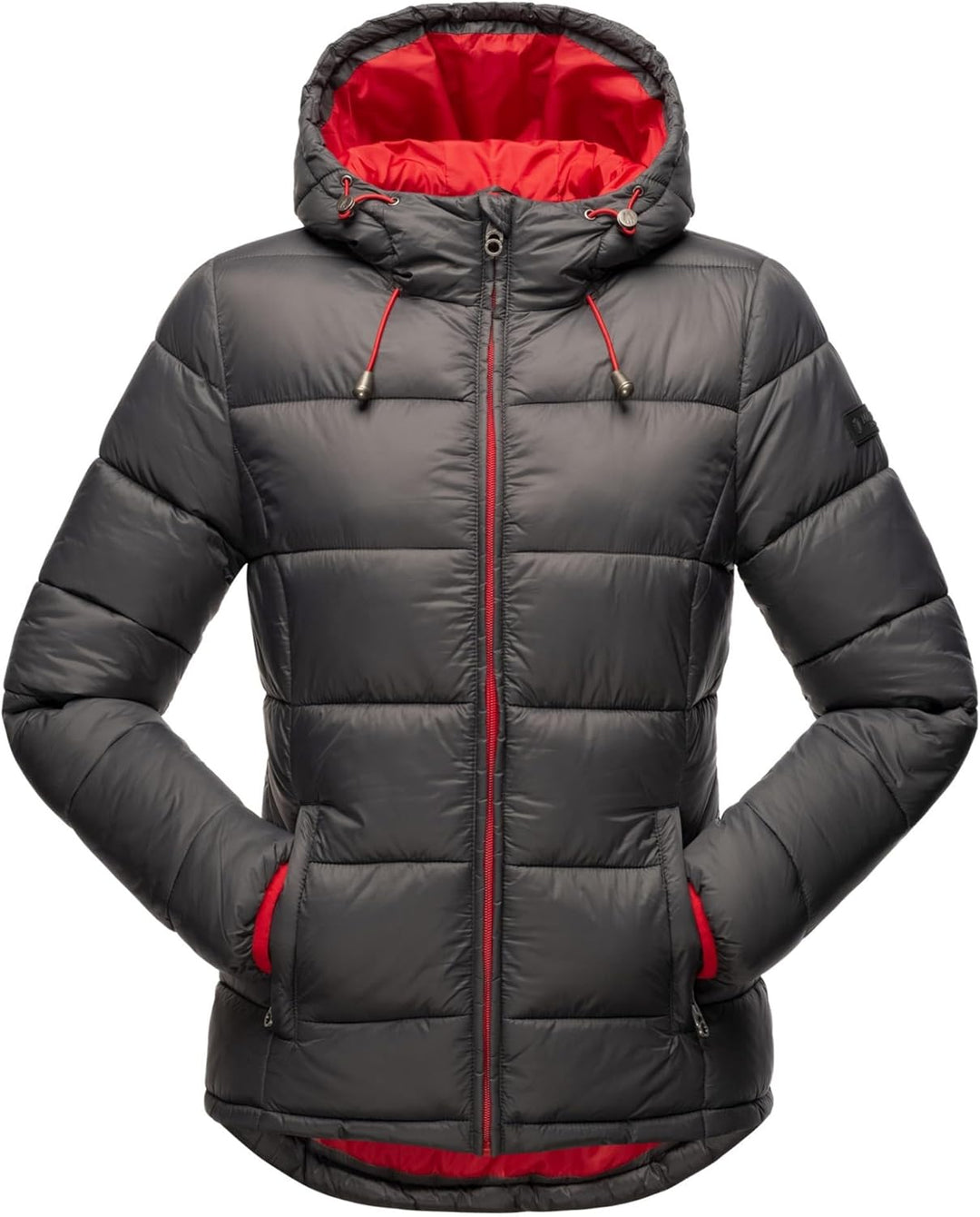 MARIKOO Damen Steppjacke gesteppte Winterjacke mit Kapuze B927 34 Anthrazit, 34 Anthrazit