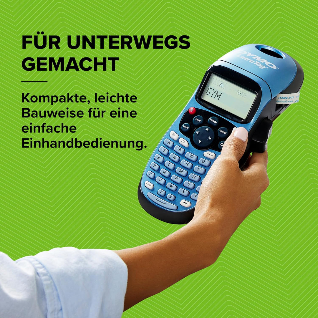 DYMO LetraTag LT-100H Beschriftungsgerät Handgerät | Tragbares Etikettiergerät mit ABC Tastatur | bl
