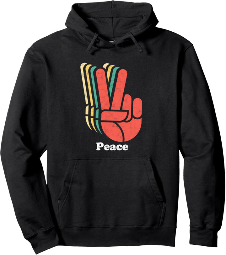 Retro Music - Peace - 60's 70's Hippie Pullover Hoodie