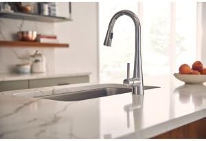 Moen Sleek 7864SRS Küchenspüle mit einem Griff, hoher Lichtbogen, ausziehbarer Wasserhahn mit Power-