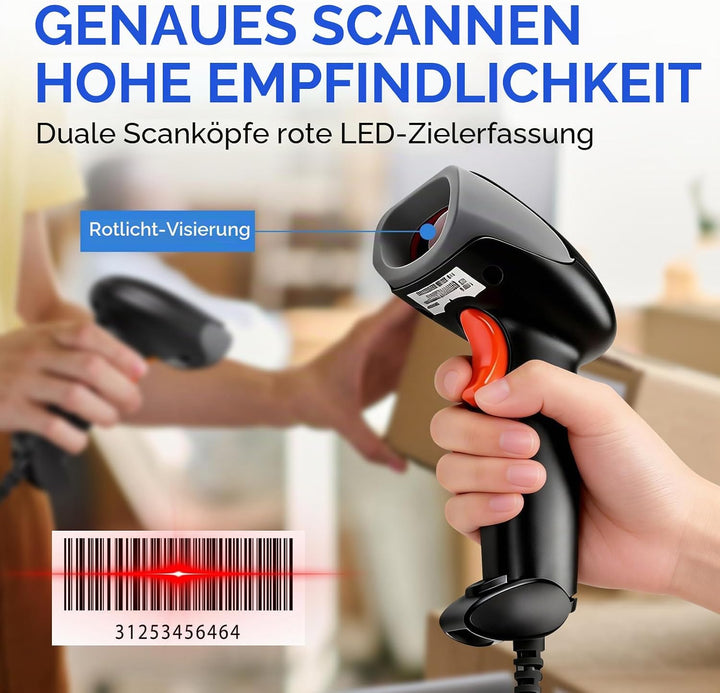 Yanzeo USB-Barcode-Scanner, CCD-Barcode-Scanner für Computer – Plug-and-Play, schnelles und genaues