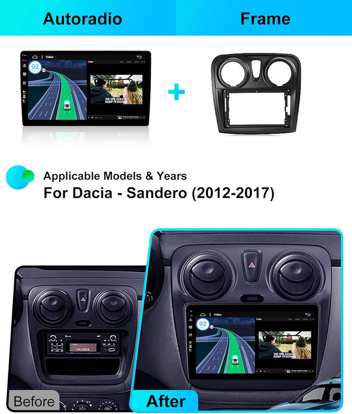 JOYX - [6G+128G] - Android 12 IPS Autoradio Passt für Dacia - Sandero (2012-2017) - Kabellos CarPlay