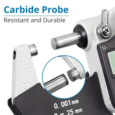 AUTOUTLET Micrometer Digitale Bügelmessschrauben 0-25 mm/ 0.001mm(0.00005"), LCD Digitale Mikrometer