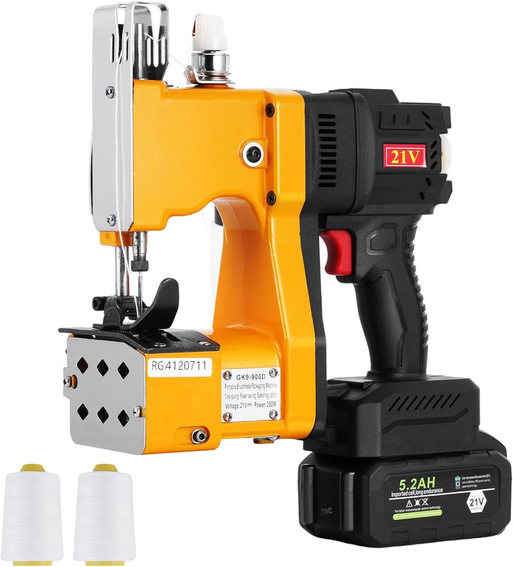 MXBAOHENG Sacknähmaschine mit 1 akku 21V Einstellbare Geschwindigkeit Beutelverschliessmaschine mit