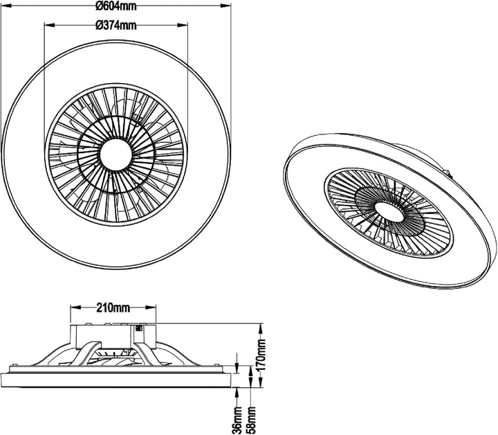 HSL – LED Deckenventilator mit Licht – Timerfunktion, Dimmbar & Farbwechsel – Deckenleuchte mit Fern
