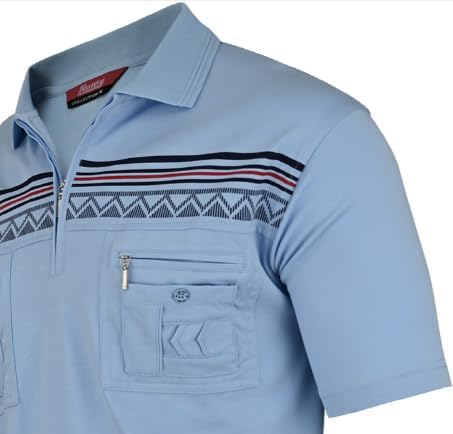 Soltice Herren Kurzarm Poloshirt, Polohemd Kragen, Gestreifte Blousonshirt mit Brusttasche aus Baumw