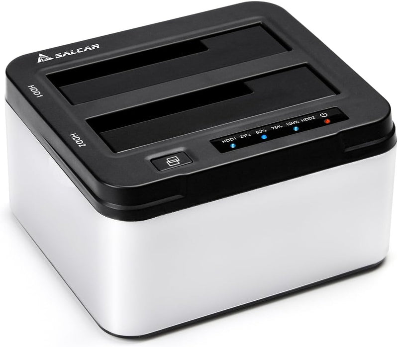 SALCAR USB 3.0 Offline Klon Docking Station mit 2 Einschüben, optimiert für HDD/SSD Festplatte, 2,5