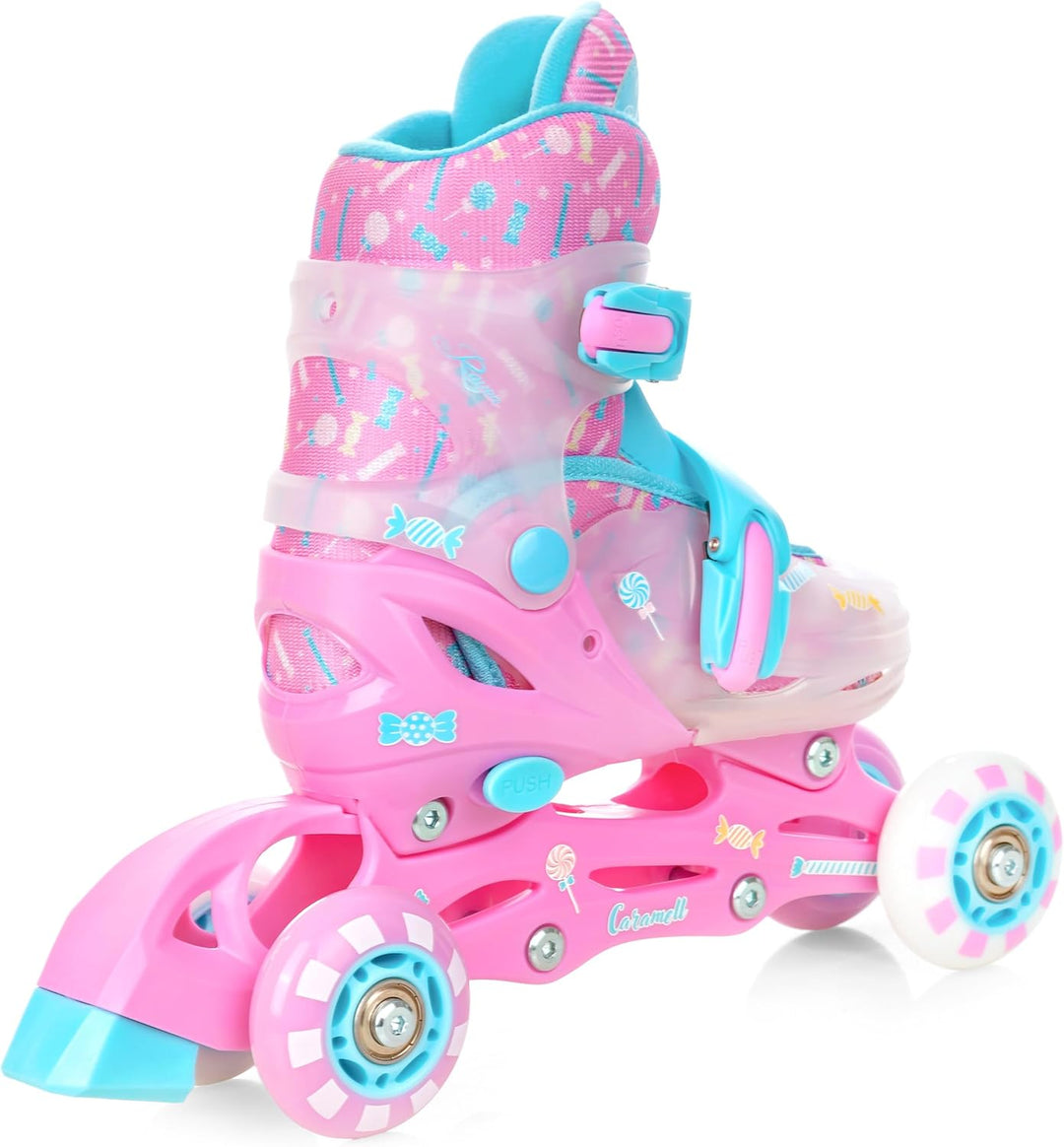 RAVEN 3in1 Inline Skates Triskates Rollschuhe Inliner für Kinder Mädchen verstellbar 34-37 (21,5cm-2