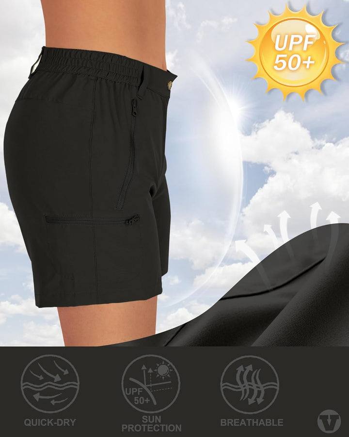 Outdoor Ventures Kurze Hose Damen UPF50+ UV Schutz Wander Shorts Sommer Leicht Trekking Shorts Stret
