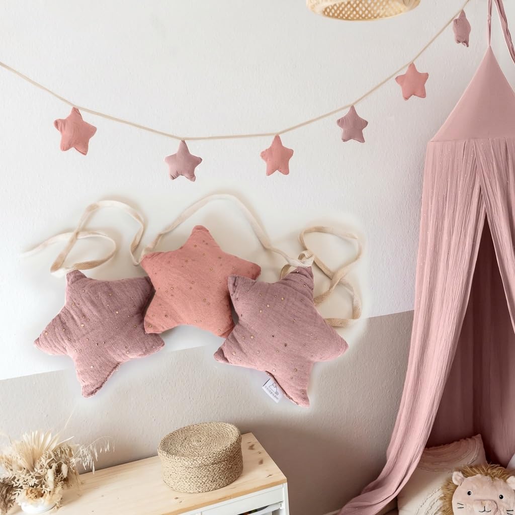 LILIMAUS Wimpelkette Stoff [mit Goldapplikation in 12 Farben] Wimpelkette Kinderzimmer - 100% Baumwo
