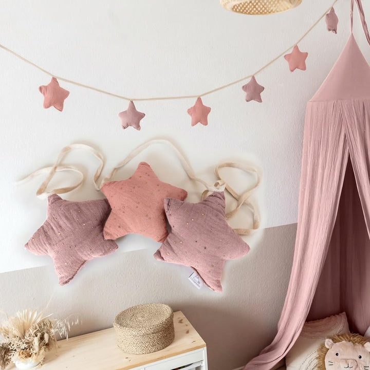 LILIMAUS Wimpelkette Stoff [mit Goldapplikation in 12 Farben] Wimpelkette Kinderzimmer - 100% Baumwo
