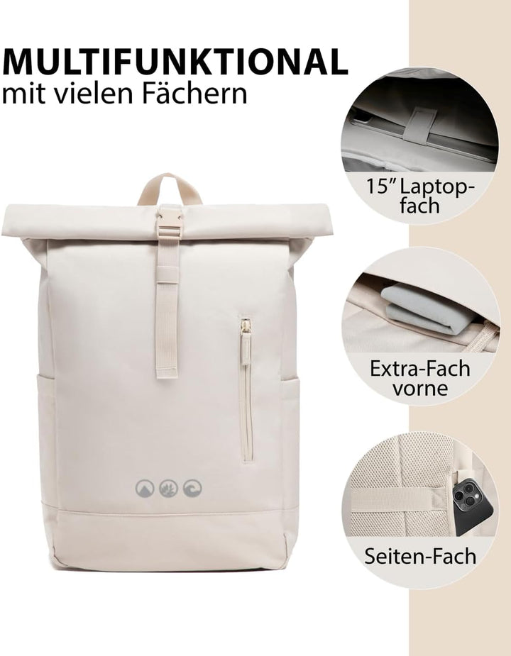 SONS OF ALOHA Roll-Top Rucksack Damen & Herren - NALU Reflektierend gross - Rolltop mit Laptopfach 1