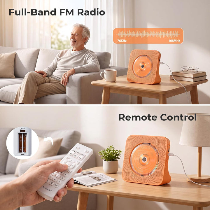 CD Player mit Lautsprecher CD-Player Bluetooth 5.0 mit Fernbedienung Staubschutzhülle Bildschirm FM-